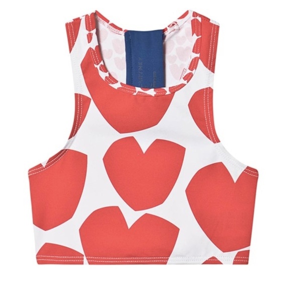 NWOT Stella McCartney Kids Heart Print Bikini Top Sz. 14 - Picture 2 of 3